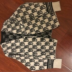 We11done - Black and White Logo Sweater Cardigan